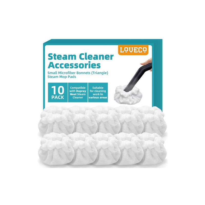 LOVECO Small Microfiber Bonnets (Triangle) Compatible with Dupray Steam Cleaner, McCulloch, awasky, etc, Reusable Washable Steam Cleaner Accessories for Multi-Surface, Universal Soft Microfiber Cloths - Image 1