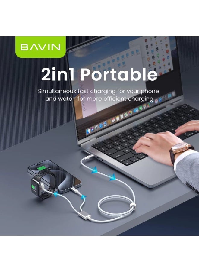 Bavin 2-in-1 Magnetic Wireless Charger for Smartwatches and Smartphones, Supports 60W Charging via Type-C Super Fast Charging - Image 3