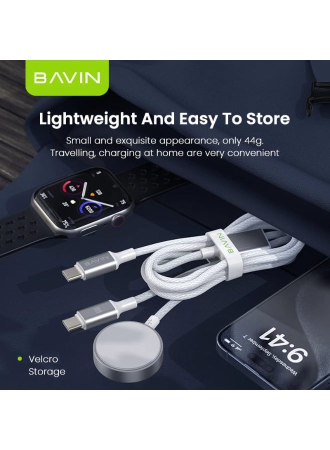 Bavin 2-in-1 Magnetic Wireless Charger for Smartwatches and Smartphones, Supports 60W Charging via Type-C Super Fast Charging - Image 5