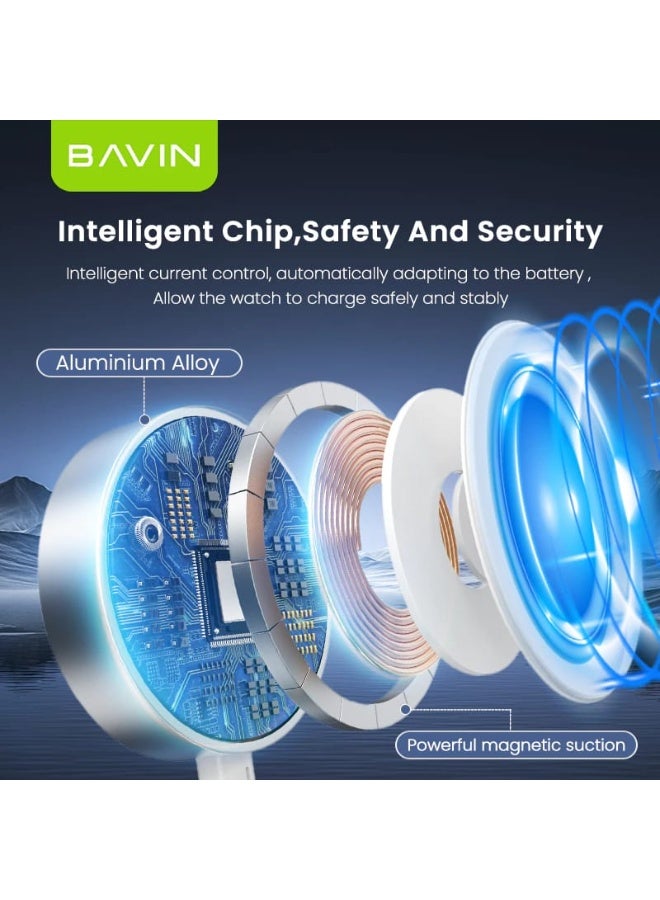 Bavin 2-in-1 Magnetic Wireless Charger for Smartwatches and Smartphones, Supports 60W Charging via Type-C Super Fast Charging - Image 4