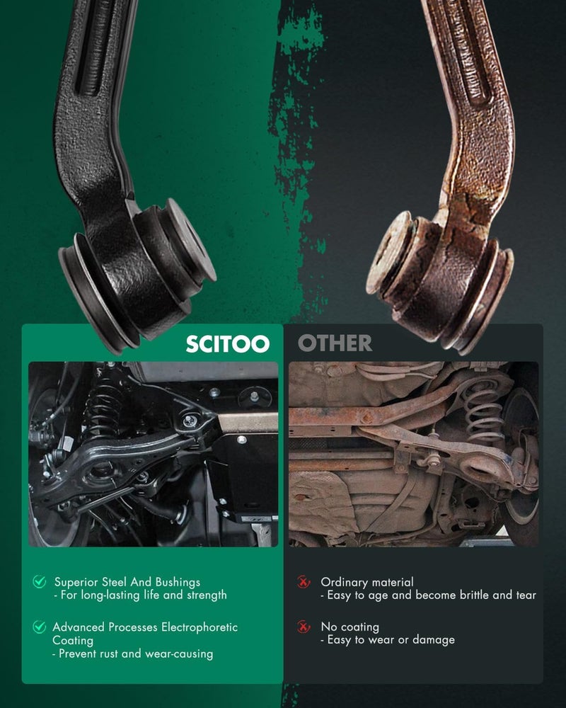 SCITOO 10 قطع مجموعة تعليق ذراع التحكم السفلي الأمامي الداخلية والخارجية ونهاية قضيب التوازن الأمامي والخلفي تناسب 2000-2005 لهيونداي أكسنت - Image 4