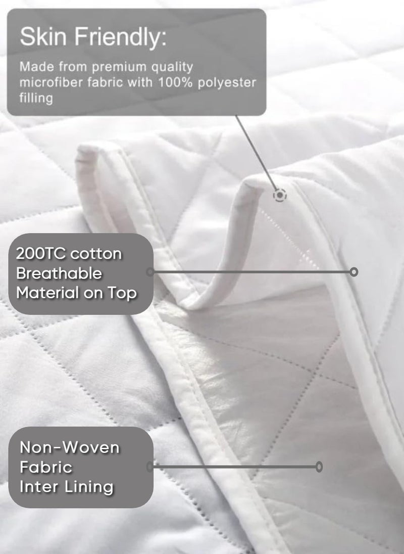 Blueberry Ultra Soft Comfort Mattress Protector Machine Washable Cotton Mattress Topper Cover 4 Corner Elastic Not Waterproof 180x200cm - Image 3