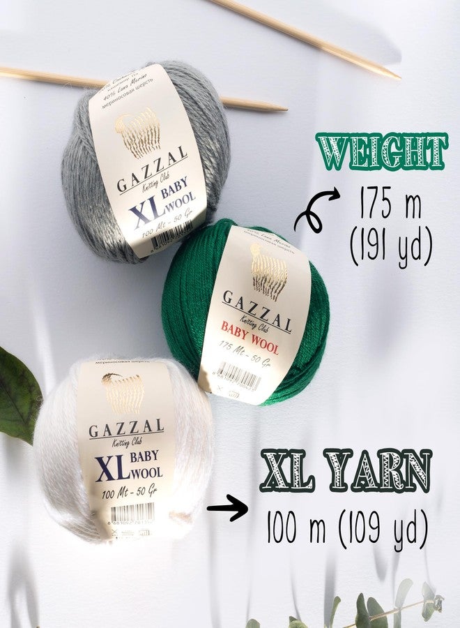 غزال عبوة من 5 قطع - خيوط صوف غزال للأطفال 1.76 أونصة (50 غرام) / 191 ياردة (175 متر) خيوط ناعمة للأطفال، 40% صوف ميرينو لانا، 20% بولي أميد من نوع الكشمير؛ (أخضر - 821) - Image 4