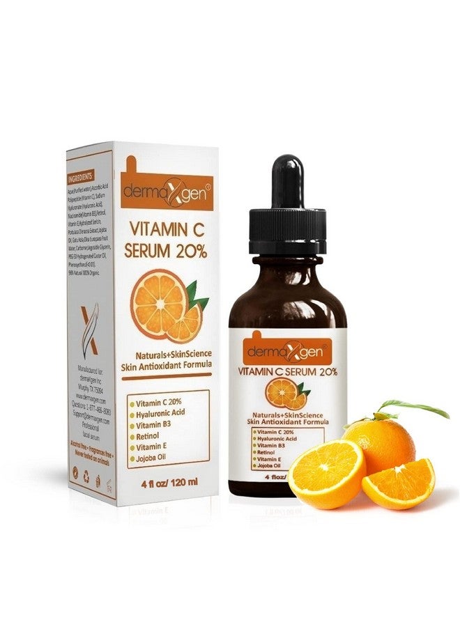 Dermaxgen 20% Vitamin C Serum + Hyaluronic Acid + Retinol + Vitamin E + Vitamin B PURE ORGANIC- Boost Skin Collagen, Moisturizer, Anti Aging & Wrinkle Facial Serum - Image 1