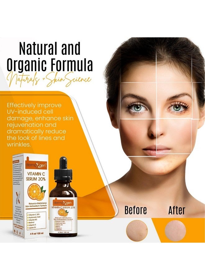 Dermaxgen 20% Vitamin C Serum + Hyaluronic Acid + Retinol + Vitamin E + Vitamin B PURE ORGANIC- Boost Skin Collagen, Moisturizer, Anti Aging & Wrinkle Facial Serum - Image 3