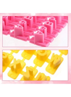 Patelai Alphabet Number Punctuation Cookie Letter Biscuit Stamp Cookie Letters Stamp Set Including Letters Lower And Upper Case For Cookie Decorations Embosser Cutter Fondant Diy Tool (Yellow Pink)  - Image 4