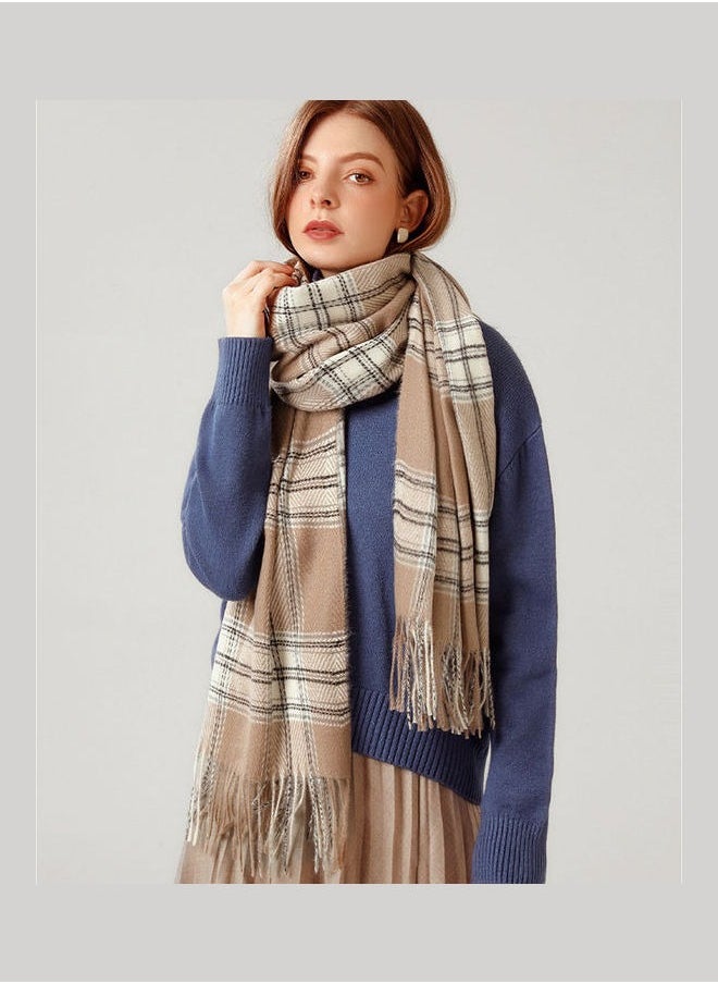 Joychic - Knitting Tassels Checkered Scarf - Image 1
