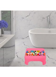 Urbane Home Urbane Home Disney Mickey Minnie Print Bathroom StoolDurable Plastic Stool for KitchenStool for KidsPatla for Toilet Pink  - Image 4