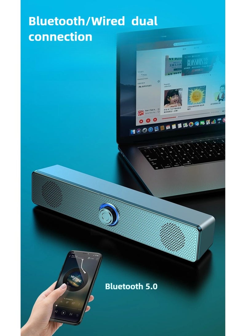 Bluetooth  wired speaker, Computer Speaker, USB powered soundbar with volume knob - Image 2