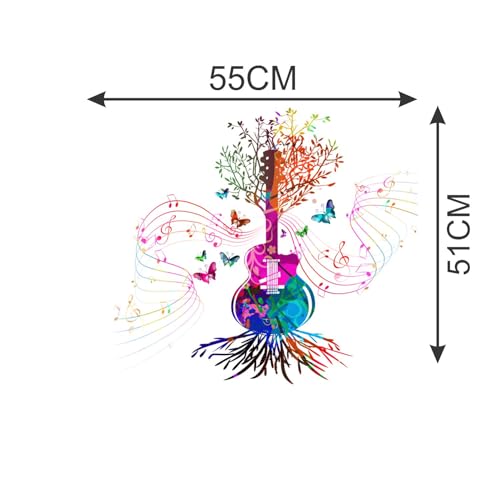 Sticker Yard Colorful Guitar Floral Tree Wall Decor for Kids Room, Hall, Kitchen, Living Room, Bedroom - Vinyl Multicolor Sticker (Standard Size 55X51Cm)-Self-Adhesive - Image 4