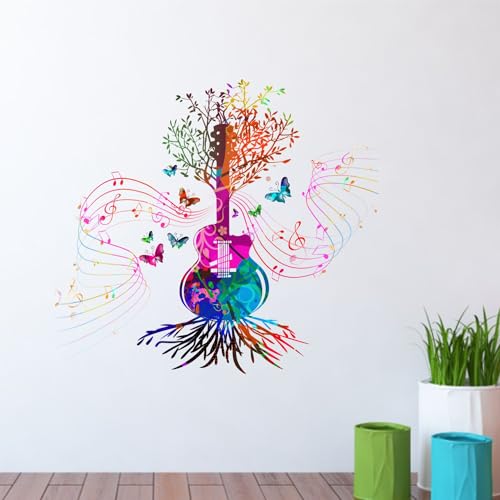 Sticker Yard Colorful Guitar Floral Tree Wall Decor for Kids Room, Hall, Kitchen, Living Room, Bedroom - Vinyl Multicolor Sticker (Standard Size 55X51Cm)-Self-Adhesive - Image 3