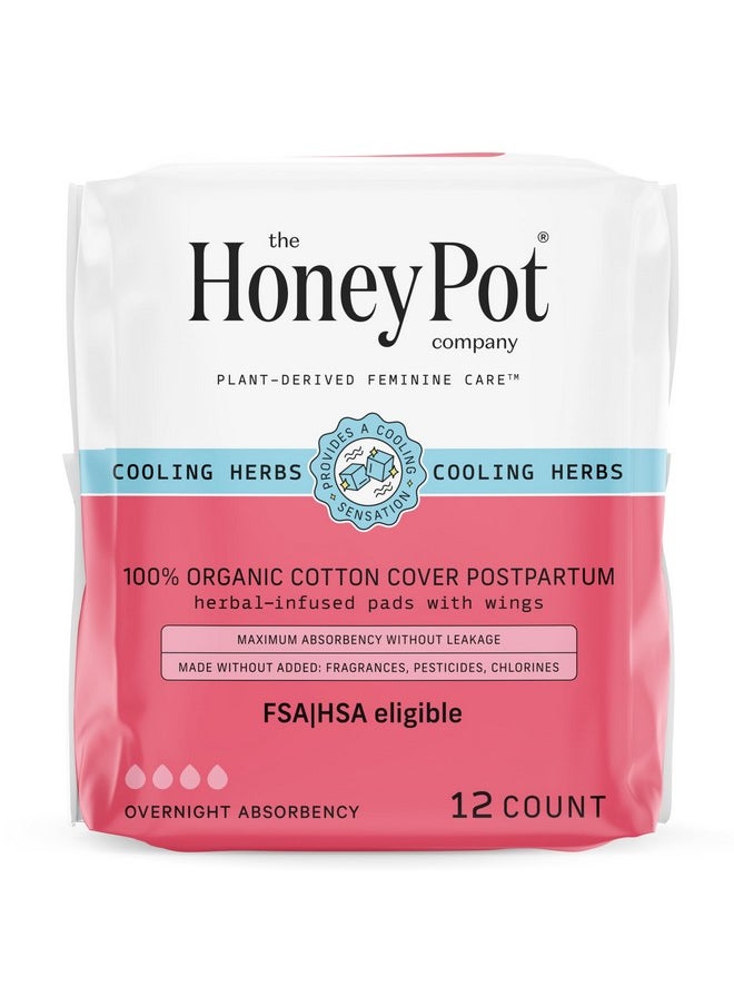 the Honey Pot company - The Honey Pot Company - Herbal Postpartum Pads w/Wings - Infused w/Essential Oils for Cooling Effect, Organic Cotton Cover, & Ultra-Absorbent - Postpartum Essentials to fill your Postpartum Kit - 12ct - Image 1