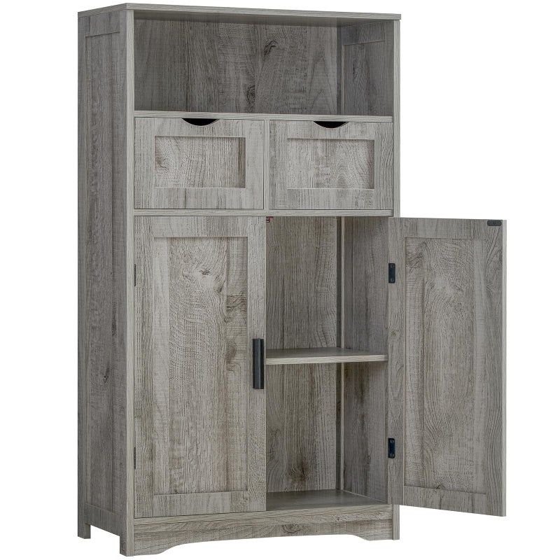 Iwell Iwell Storage Cabinet with 2 Drawers  2 Adjustable Shelves Kitchen Cabinet Cupboard for Living Room Kitchen Entryway Home Office Grey 