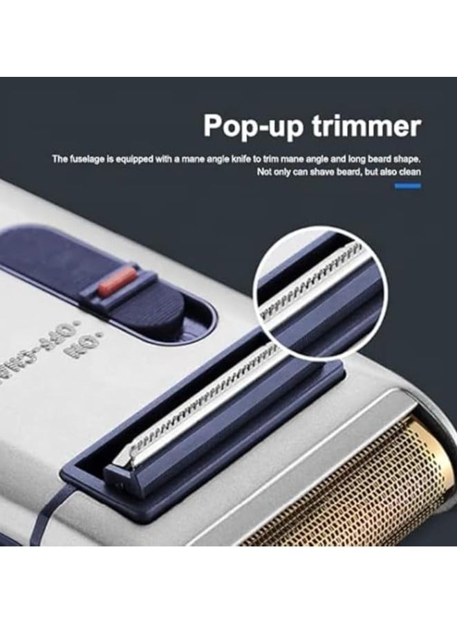 Rechargeable Electric Razor for Men, Portable 2-Blade Shaver, Fast Shaving, Japan Design, Stainless Steel, Cordless, Travel-Friendly, CE ROHS Certified, 8-Hour Charge, Twin Blade, Men's Grooming - Image 3