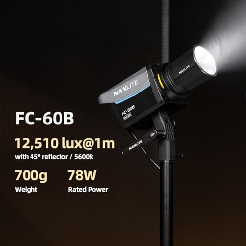 NANLITE FC-60B LED Video Light 2700K-6500K 78W Bowens Mount Continuous Output Lighting,AC/DC Power Support with APP Control, Bowens Adapter for Studio Photograpny/Video Recording - Image 2