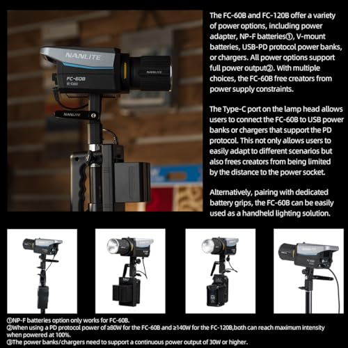 NANLITE FC-60B LED Video Light 2700K-6500K 78W Bowens Mount Continuous Output Lighting,AC/DC Power Support with APP Control, Bowens Adapter for Studio Photograpny/Video Recording - Image 5