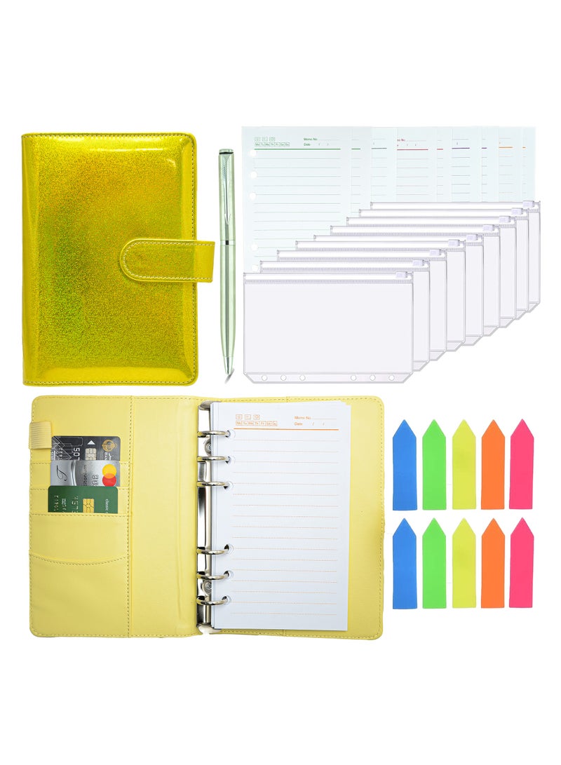 Money, Budget & Expense Cover - With Cash Envelopes for Budgeting & Saving Money - Colored Sticky Notes & Metal Pen - Yellow Embossed - Image 1