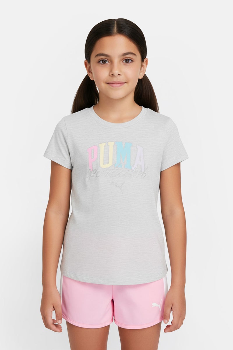 PUMA Kids Girl 2 Piece Graphic Print T-Shirt And Shorts, Multicolor - Image 1