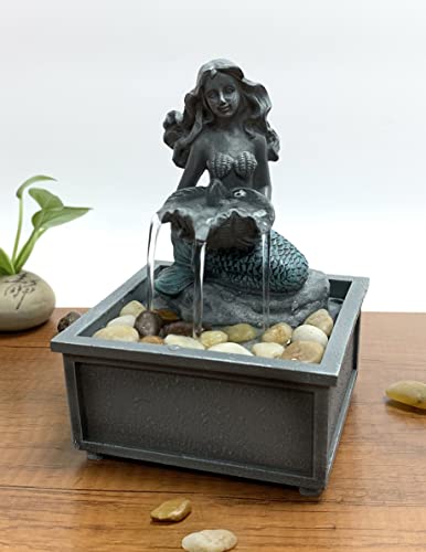 Nature's Mark 7" High Mermaid Table-top Fountain with Adapter - Image 2