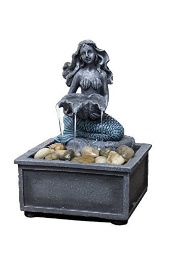 Nature's Mark 7" High Mermaid Table-top Fountain with Adapter - Image 1