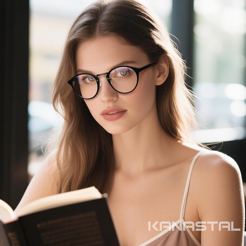 الكنديين نظارات لحجب الضوء الأزرق للنساء والرجال، بفلتر دائري، نظارات واضحة بعدسات AC، مناسبة لمشاهدة التلفزيون واللعب على الكمبيوتر والألعاب الإلكترونية، خفيفة الوزن وعصرية، بإطار TR - Image 3