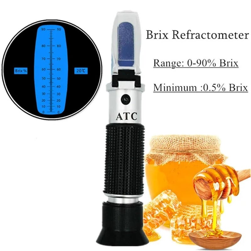 Refractometer, Handheld ATC Brix Refractometer 0-90% Sugar Optical Instruments Auto Refractor Fruit Sauce Milk Meter Honey Concentration Tester,for Honey,ph Refractometer - Image 2