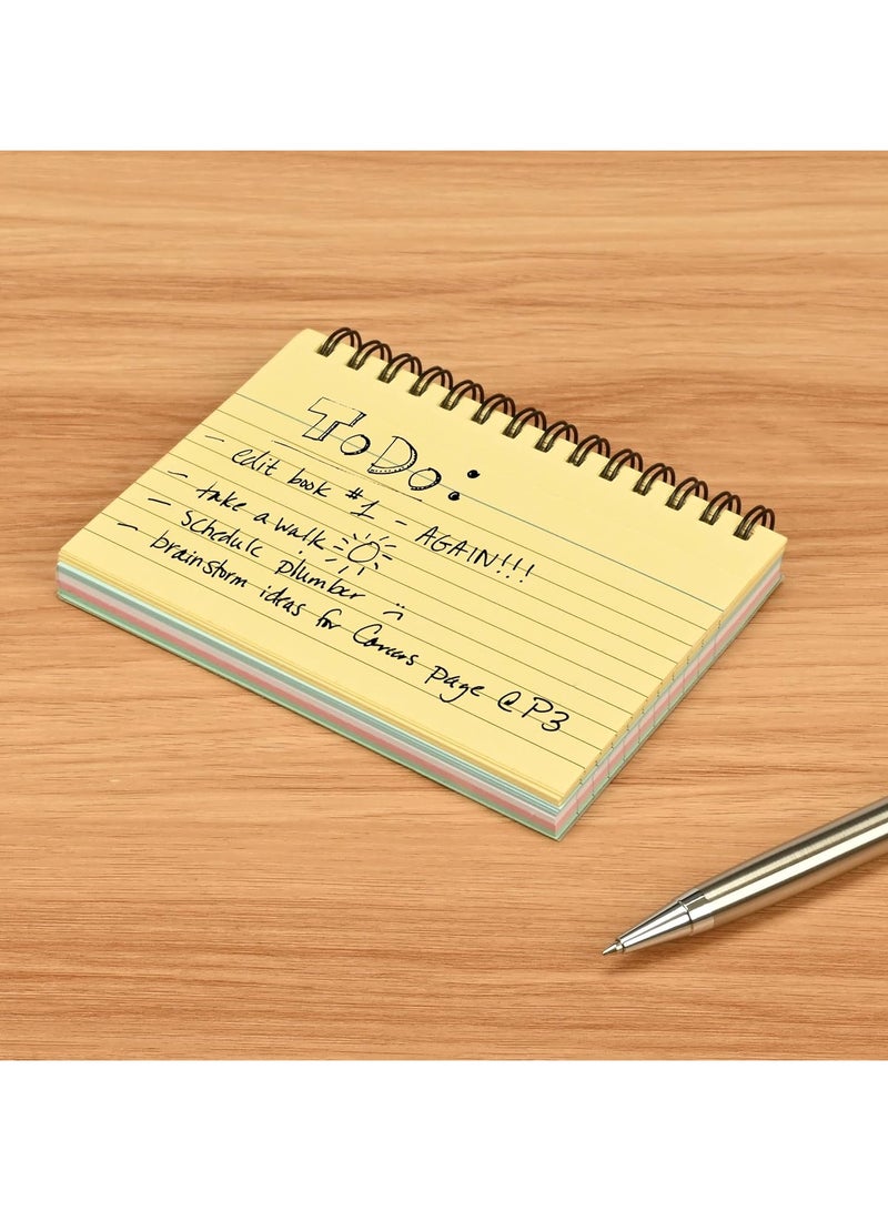 FIS® Ruled Record Cards, Size:5"x3" Inches (127x76mm), Double Loop Spiral Binding,Two Sides Single Ruled, 180gsm, Perforated, 50 Sheets Per Pad, Packet of 3 Pieces,5 Assorted Colors -FSIC53-180SPP50-3 - Image 2