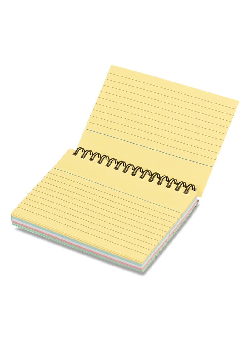 FIS® Ruled Record Cards, Size:5"x3" Inches (127x76mm), Double Loop Spiral Binding,Two Sides Single Ruled, 180gsm, Perforated, 50 Sheets Per Pad, Packet of 3 Pieces,5 Assorted Colors -FSIC53-180SPP50-3 - Image 3