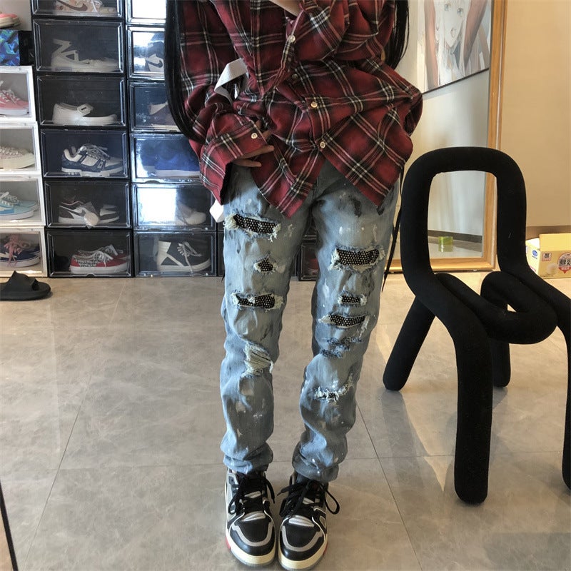 Unisex Classic Denim Jeans Loose Fit Daily Outdoor Wear - Image 1