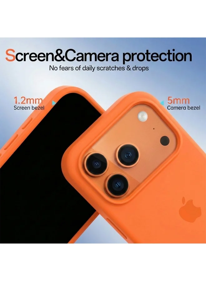 موبكوس جراب Mobcos iPhone 17 Pro Max البرتقالي الفاخر المصنوع من السيليكون المغناطيسي مع خاصية الشحن اللاسلكي | ملمس ناعم كالحرير | حماية مقاومة للصدمات بمعايير عسكرية | توافق مغناطيسي قوي | غطاء أنيق ونحيف