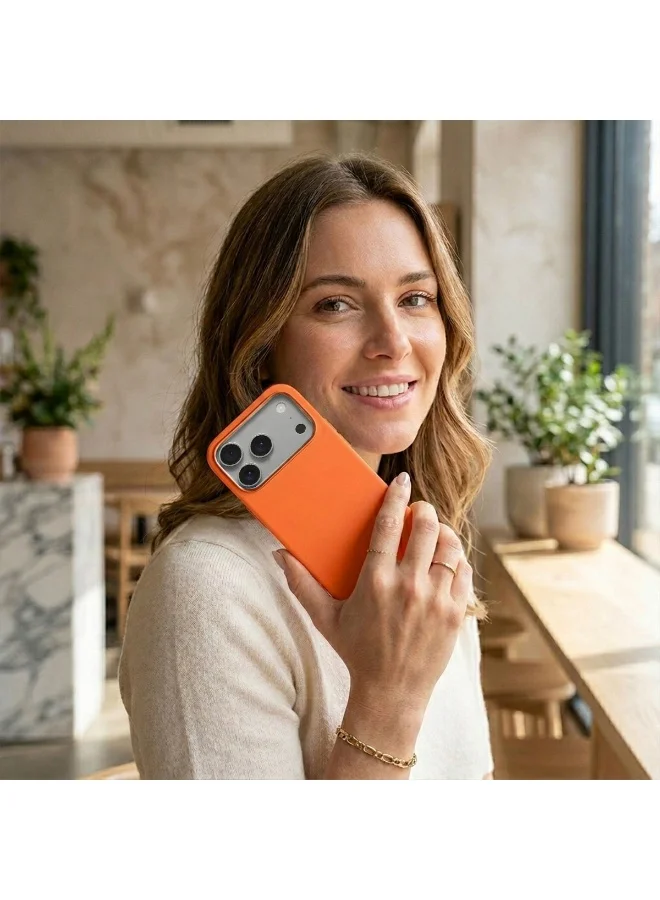 Mobcos Mobcos iPhone 17 Pro Max Orange Elite Logo Mobcos iPhone 17 Pro Max Orange Elite Logo Premium Silicone Magnetic Wireless Charging Case for iPhone | Silky Soft Touch | Military-Grade Shockproof Protection | Strong Magnetic Compatibility | Luxury Slim Cover  | Best Price UAE