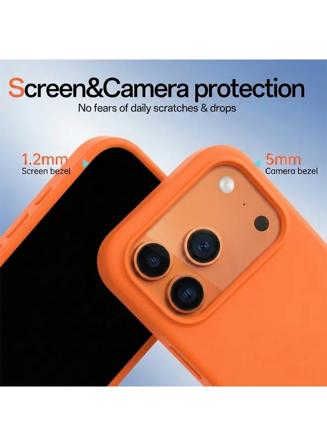 Mobcos Mobcos iPhone 17 Pro Max Orange Elite Logo Premium Silicone Magnetic Wireless Charging Case for iPhone | Silky Soft Touch | Military-Grade Shockproof Protection | Strong Magnetic Compatibility | Luxury Slim Cover