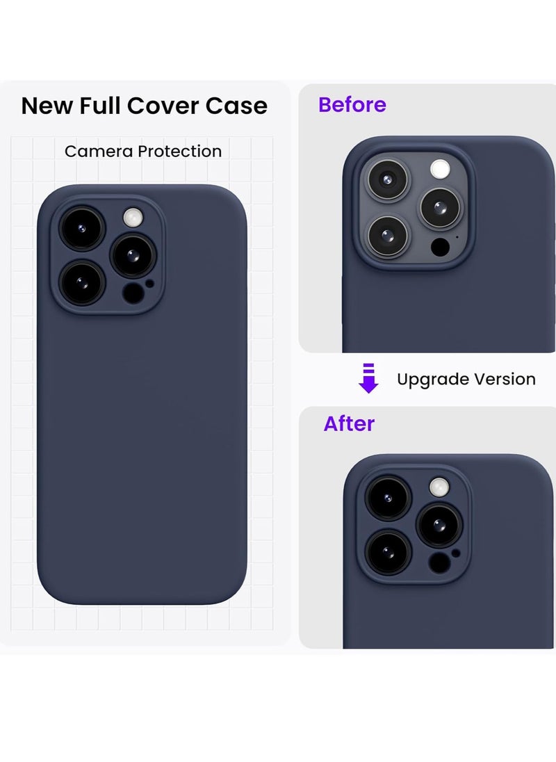 Raxoom Compatible with iPhone 15 Pro Max Case Shockproof with 2pcs Screen Protectors, Waterproof Liquid Silicone Rubber Full Cover Protective Case for iPhone 15 Pro Max 6.7 inch-Navy Blue - Image 3