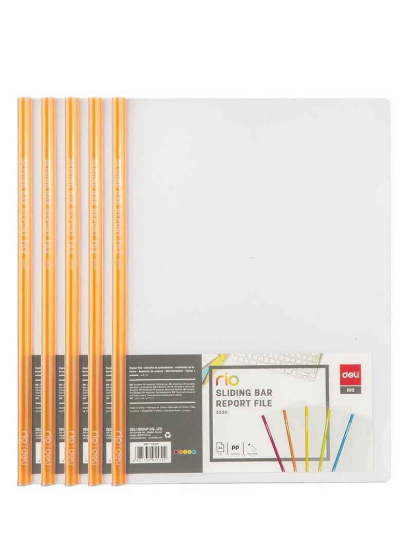 Deli ملف تقارير مكون من 5 قطع مع شريط منزلق برتقالي - Image 1