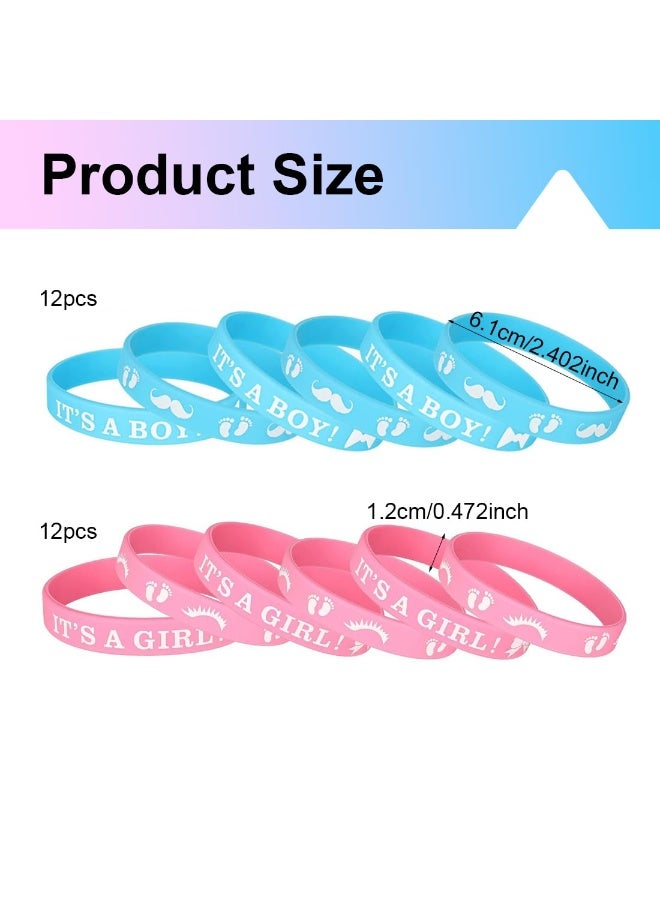 أديلي 24 قطعة أساور كشف جنس الطفل، أساور فريق ولد وفريق بنت لألعاب حفلات استقبال المولود وهدايا الحفلات - Image 2