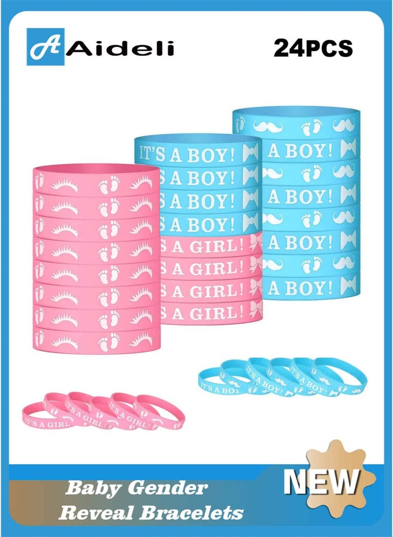 أديلي 24 قطعة أساور كشف جنس الطفل، أساور فريق ولد وفريق بنت لألعاب حفلات استقبال المولود وهدايا الحفلات - Image 1