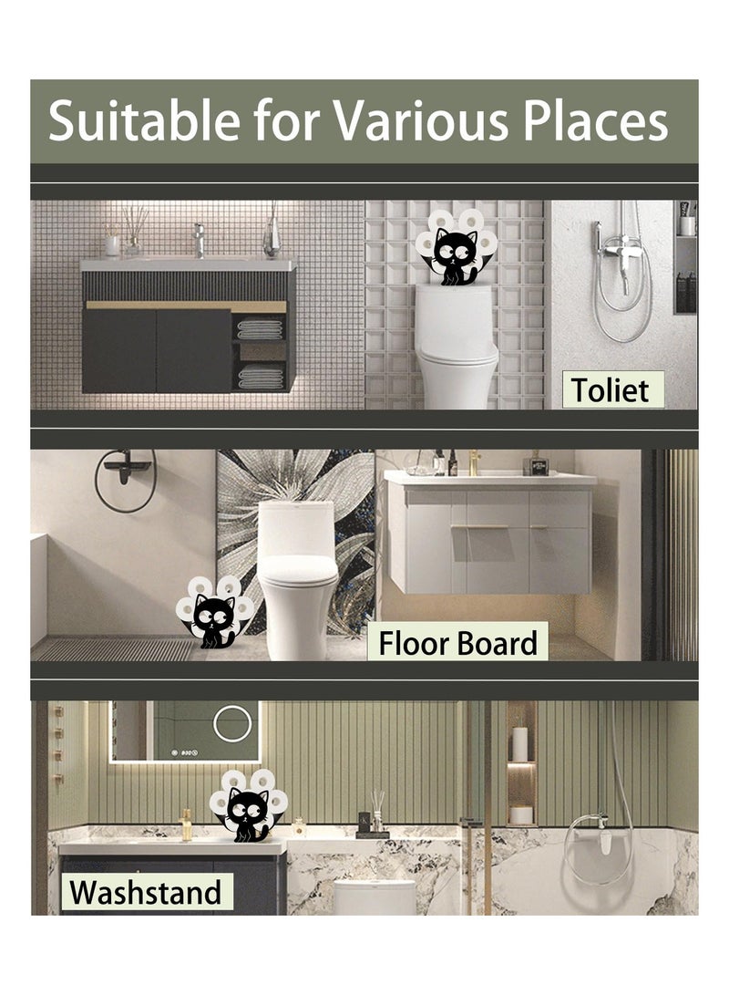 KASTWAVE حامل ورق المرحاض لقطة لطيفة، تخزين ورق المرحاض الحيواني المضحك للحمامات، مُنظم ورق المرحاض القائم بذاته يحمل 8 لفات إضافية، حامل ورق زينة حيواني للحمامات والمطابخ - Image 4