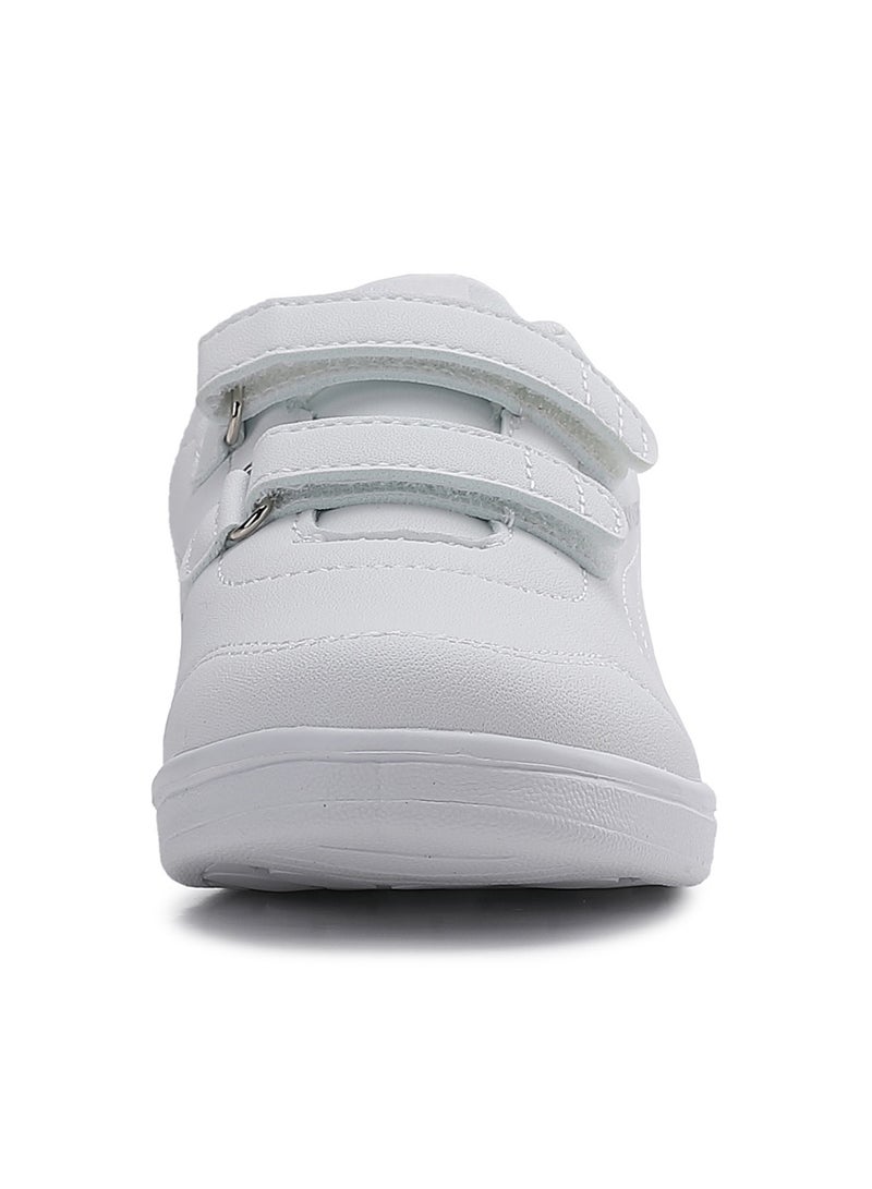 Sky View Boy Girl Shoes Hook and Loop Sports Shoes Child Leather Lightweight Breathable Athletic Running Sneakers for Unisex Kids School Shoes White - Image 3
