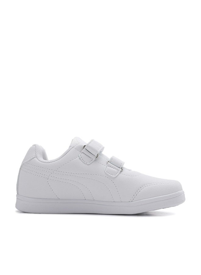 Sky View Boy Girl Shoes Hook and Loop Sports Shoes Child Leather Lightweight Breathable Athletic Running Sneakers for Unisex Kids School Shoes White - Image 1