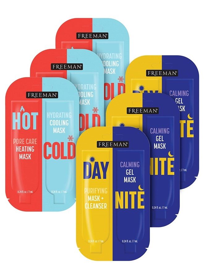 Freeman Day & Night + Hot & Cold Face Mask Variety Set, Gel Skin Care Facial Masks for Women, 6 Count - Image 1