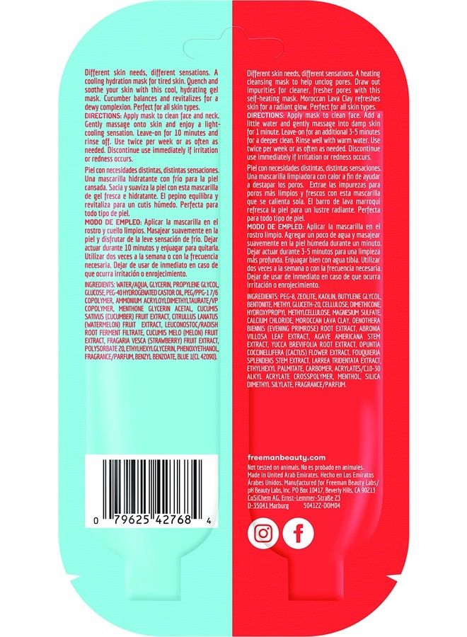 Freeman Day & Night + Hot & Cold Face Mask Variety Set, Gel Skin Care Facial Masks for Women, 6 Count - Image 2