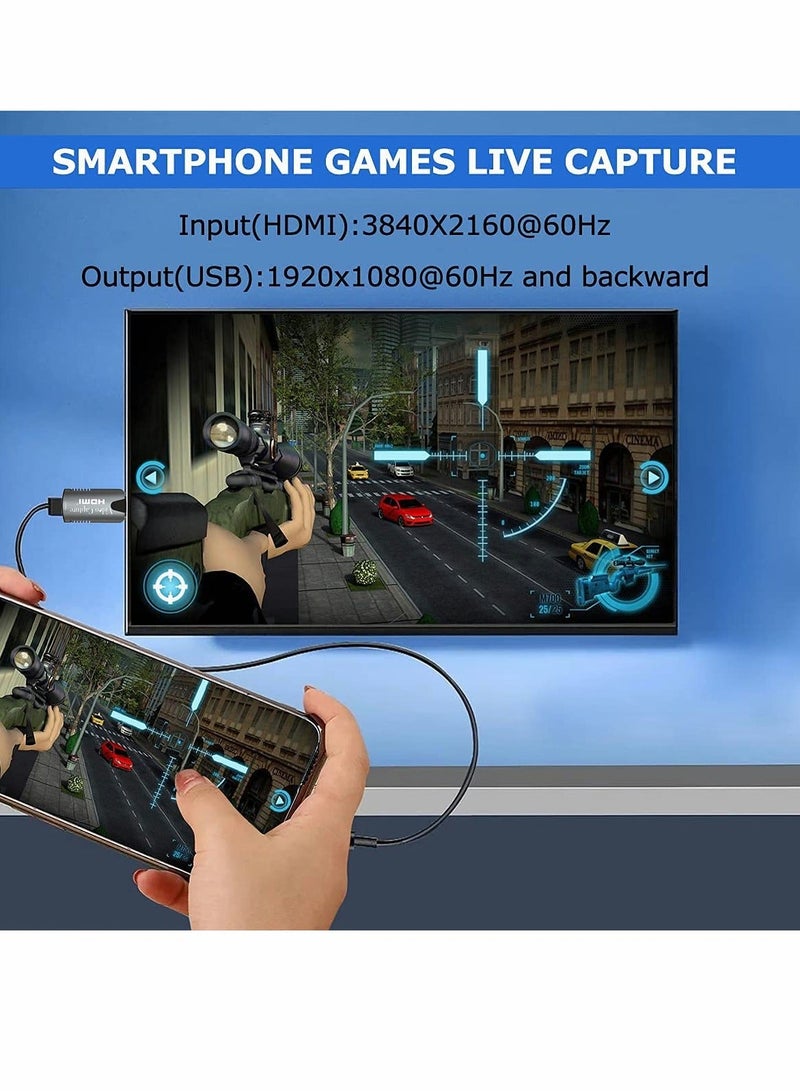 بطاقة التقاط فيديو HDMI بدقة 4K، جهاز التقاط تسجيل HDMI إلى USB 3.0، محول جهاز التقاط تسجيل بدقة 1080 بكسل بمعدل 60 إطارًا في الثانية - Image 2