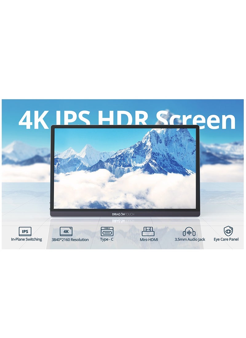 Dragon Touch - Dragon Touch 4K Portable - 15.6 Inch IPS HDR Gaming Monitor 100% sRGB FreeSync with Speakers VESA Compatible for Xbox PS4 Nintendo Switch Laptop PC Phone Mac Surface (Not Touchscreen) - Image 1