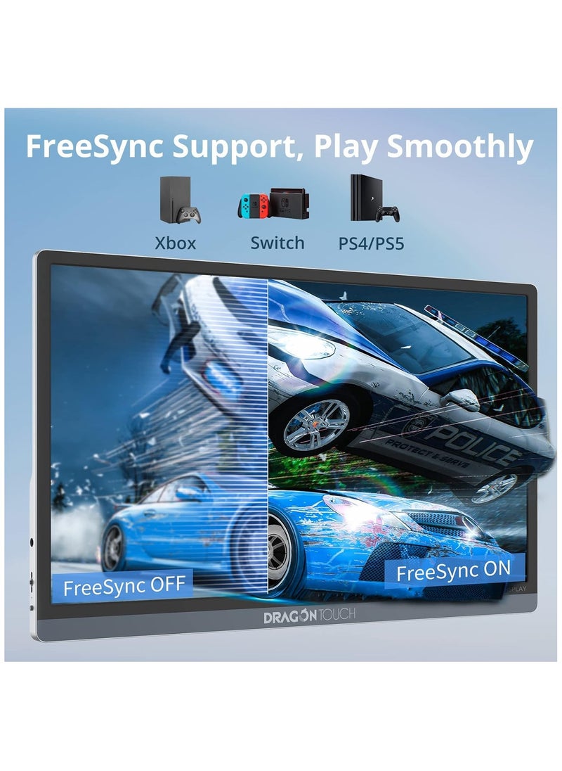 Dragon Touch - Dragon Touch 4K Portable - 15.6 Inch IPS HDR Gaming Monitor 100% sRGB FreeSync with Speakers VESA Compatible for Xbox PS4 Nintendo Switch Laptop PC Phone Mac Surface (Not Touchscreen) - Image 1