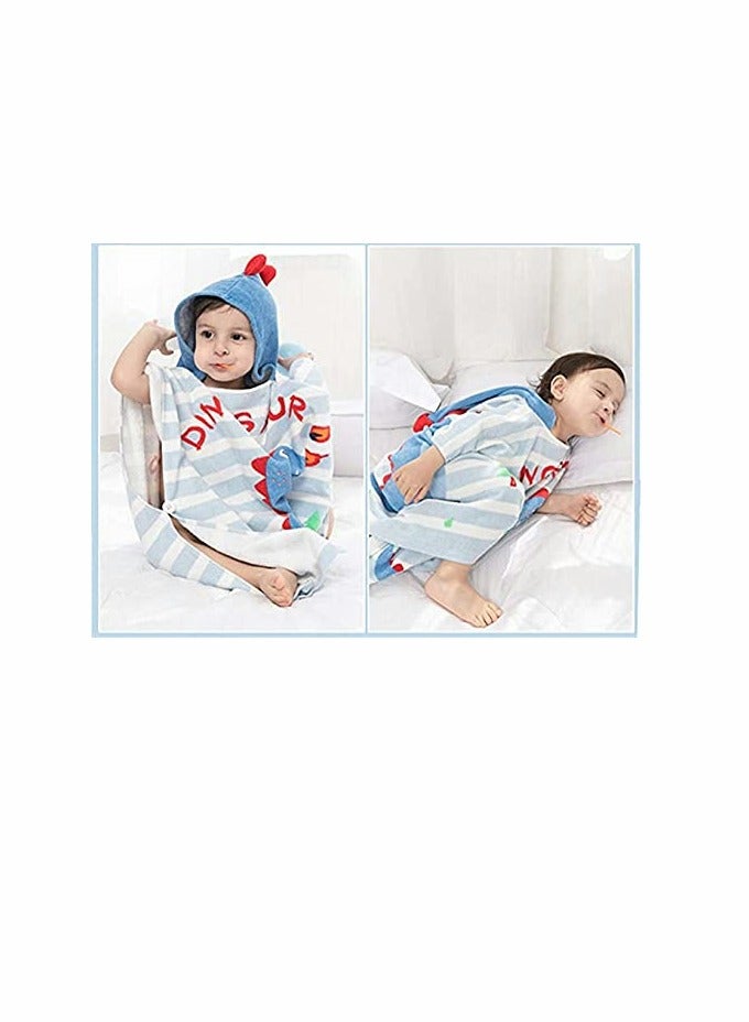 منشفة بونشو للأطفال بغطاء رأس - منشفة قطنية ببطاقات كارتونية لديناصور للاستحمام/المسبح/الشاطئ للأطفال والرضع - Image 2