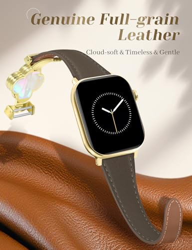 MOINSPIRE Designer Slim Leather Bands Compatible with Apple Watch 38mm 40mm 41mm 42mm(S11/10)for Women, Four-Leaf Clover Cute Dressy Magnetic Watch Bands for iwatch Series Ultra/SE11/9/8/7/6/5/4/3/2/1 - Image 3