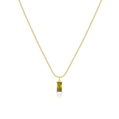 FUNEIA August Necklaces for Women Gold Color Plated Peridot Birthstone Necklace for Women Mothers Dainty Gold Color Necklace Blue Green Cubic Zirconia Pendant Necklace Birthday Gifts Jewelry - Image 1
