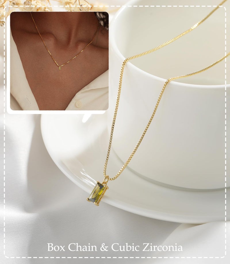 FUNEIA August Necklaces for Women Gold Color Plated Peridot Birthstone Necklace for Women Mothers Dainty Gold Color Necklace Blue Green Cubic Zirconia Pendant Necklace Birthday Gifts Jewelry - Image 3