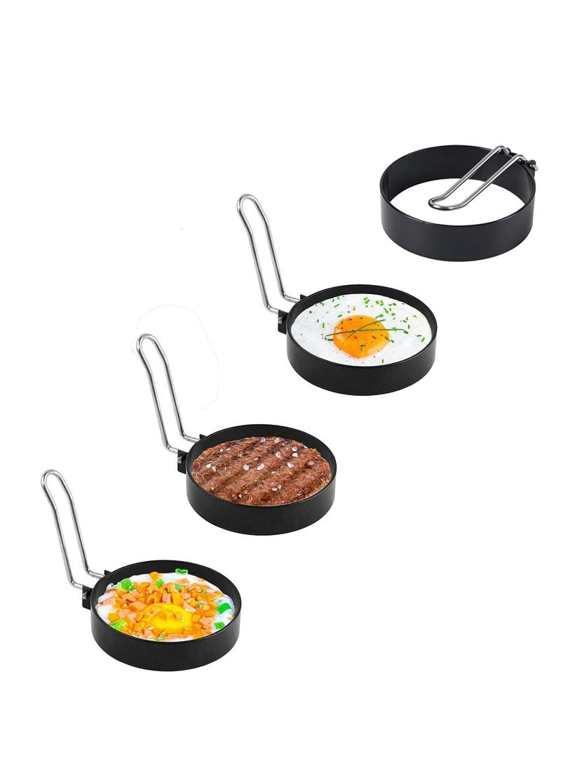 4 حزمة الفولاذ المقاوم للصدأ البيض الدائري قوالب مع غير عصا المعادن المشكل الدوائر للبيض المقلي - Image 1