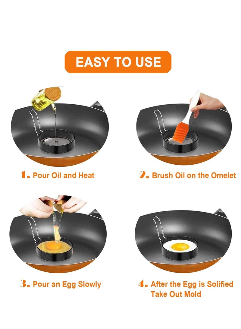 4 حزمة الفولاذ المقاوم للصدأ البيض الدائري قوالب مع غير عصا المعادن المشكل الدوائر للبيض المقلي - Image 2